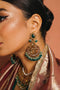 GOLD PLATED PEACOCK GREEN EARRINGS