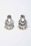 SILVER PLATED MIRROR WORK EARRINGS